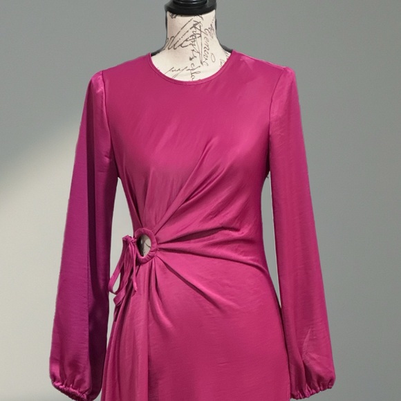House of Harlow Magenta Long Sleeve Stain Dress Sz XS NWT - Picture 6 of 8